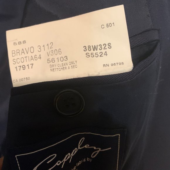 Coppley Men's Dark Navy 3 button Sport Coat/ Blazer/ suit jacket Size 38 - Picture 6 of 7